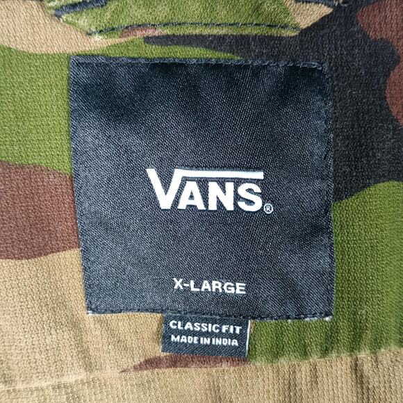 Vans Jacket Men XL Camo Canvas Military Field Button Front Woodland Utility Coat - Picture 2 of 9